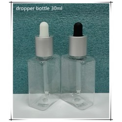 方形 PET30ML滴管瓶 鍍銀旋蓋，黑白膠頭，大量現(xiàn)貨