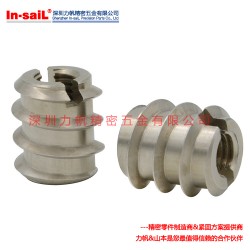 專業(yè)供應銅零件用自攻螺套，開槽型內外牙螺套，高品質碳鋼鍍鋅