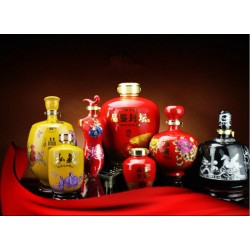 陜西太白瓷器酒瓶5斤裝定做，粉彩陶瓷酒瓶1斤裝批發(fā)